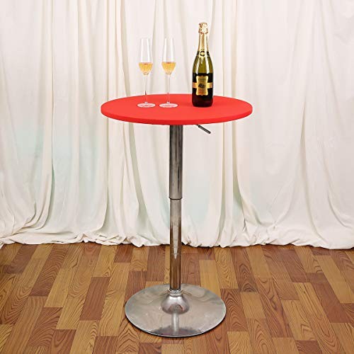 Cocktail Spandex Round Tablecloth Fitted Stretchable Table 24" (Round) A-red
