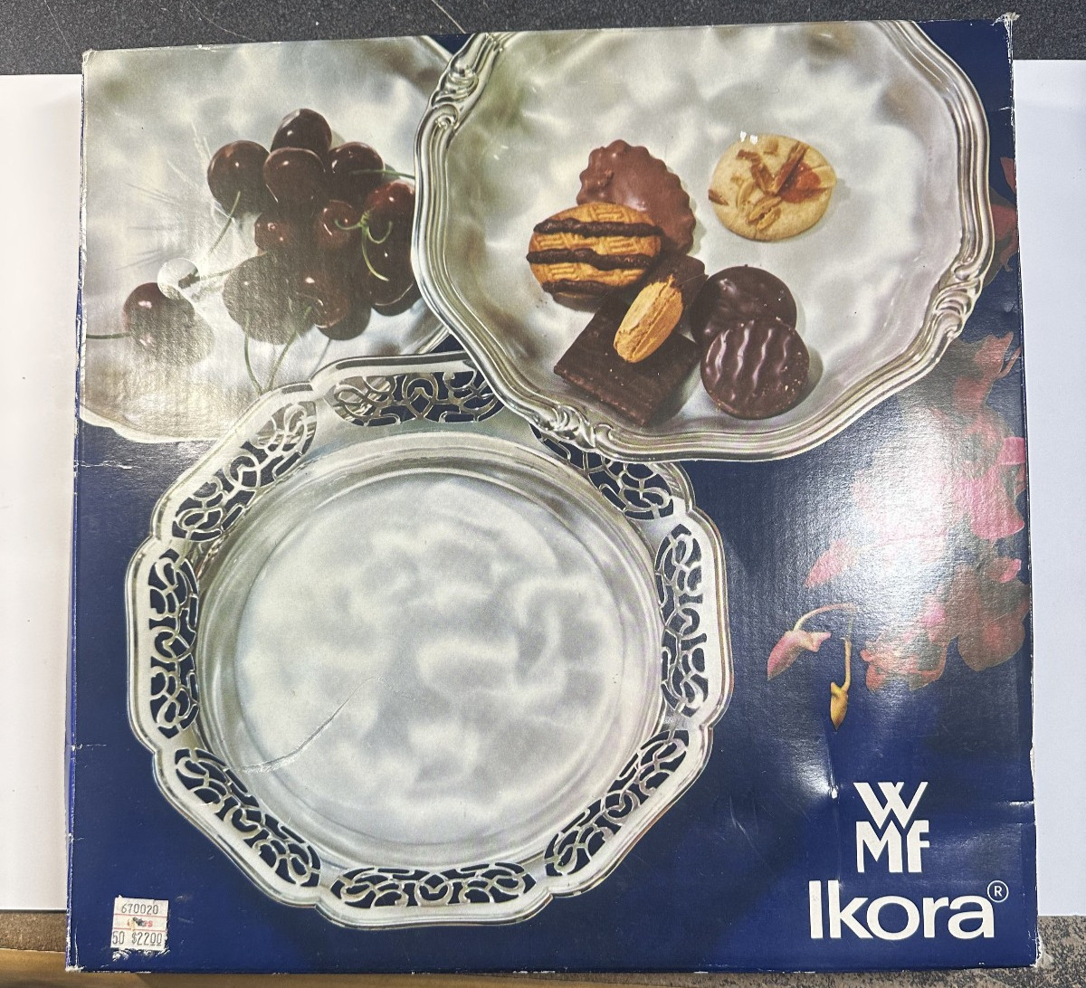 Vintage WMF Ikora Silver Bowl Plate Footed Swirl Brushed 8" New in Box Germany