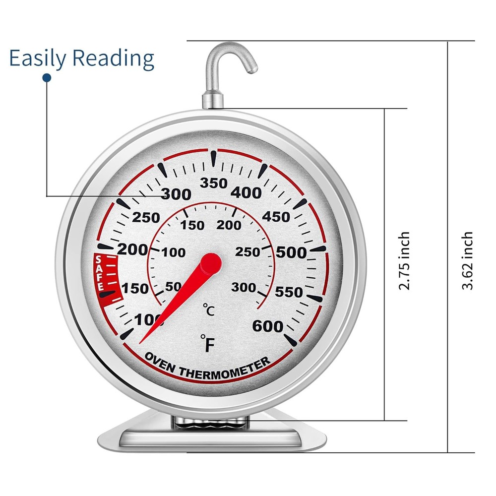 Extra Large 3" Oven Thermometer with Easy-Read Dial | Accurate Oven Temperature