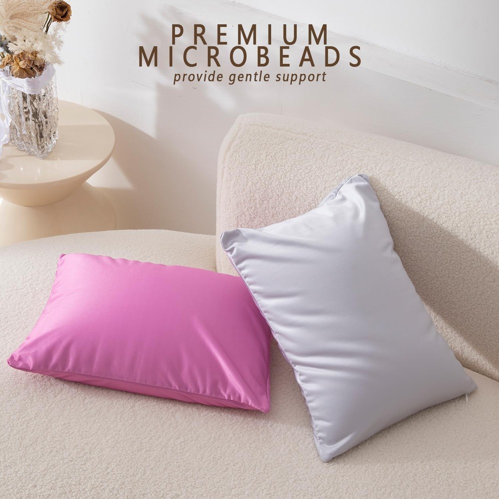Microbead Throw Pillow Bedding Neck Pillows with Removable Cover, 16" x 12" B...