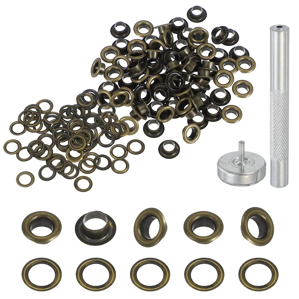 80Set Grommets Eyelets Kit 4.5mm Copper Eyelets with Setting Tool Bronze
