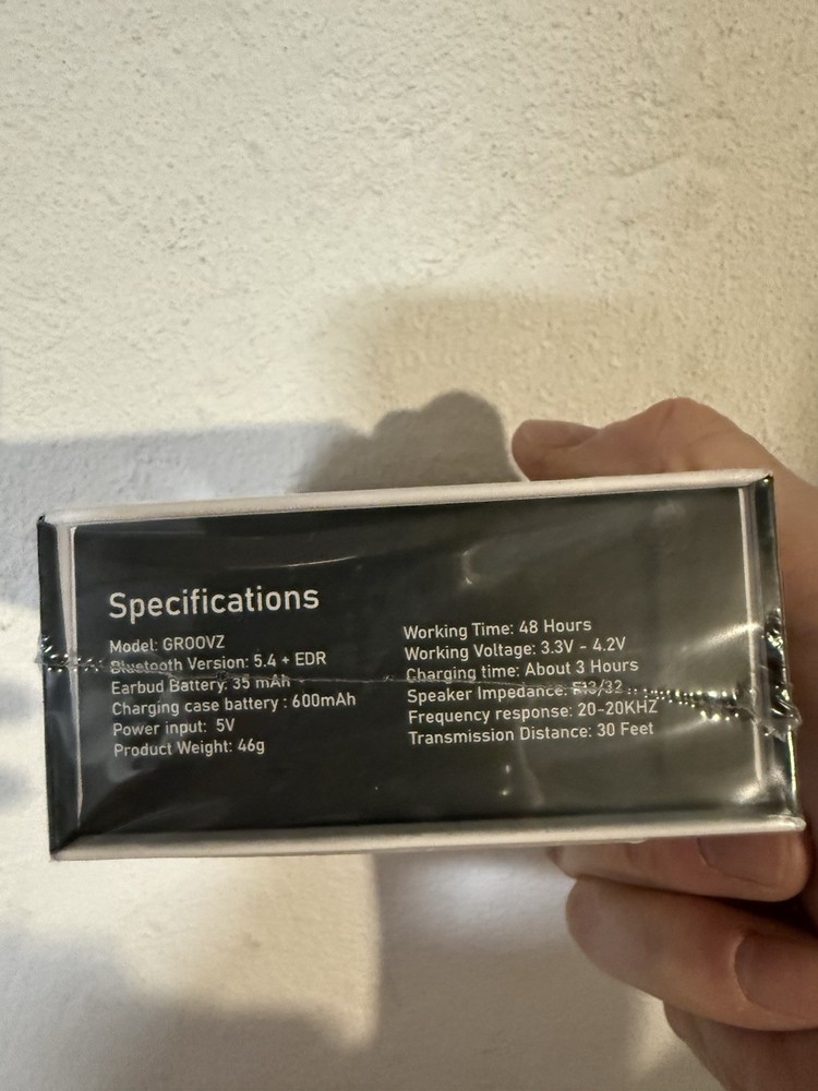 Groovz Plus Wireless Bluetooth Earbuds, Wireless Charging, Touch Control, Black