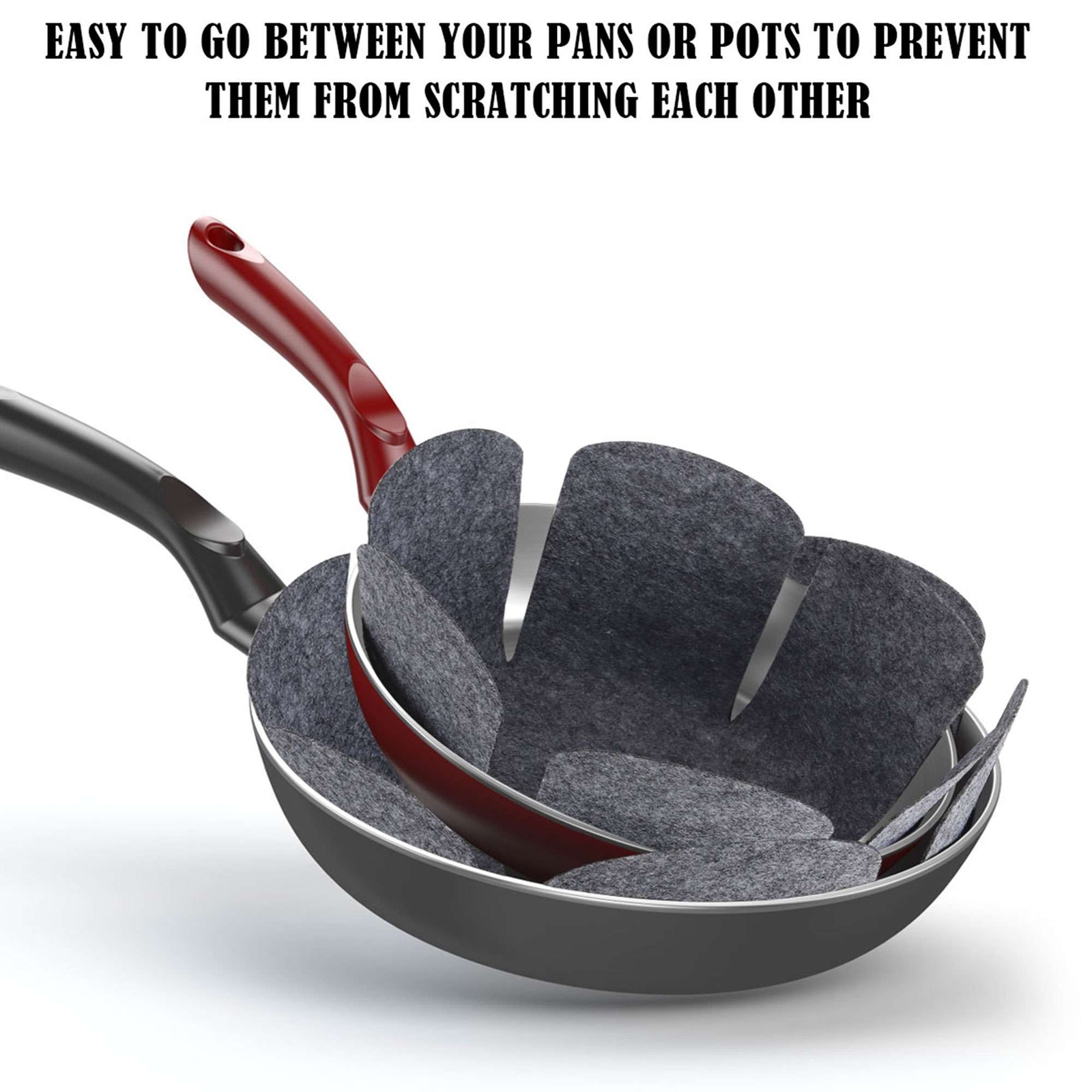 12x Pot Pan Protectors, 3 Sizes of Felt Pan and Pan Separator Pads, Anti-Scratch