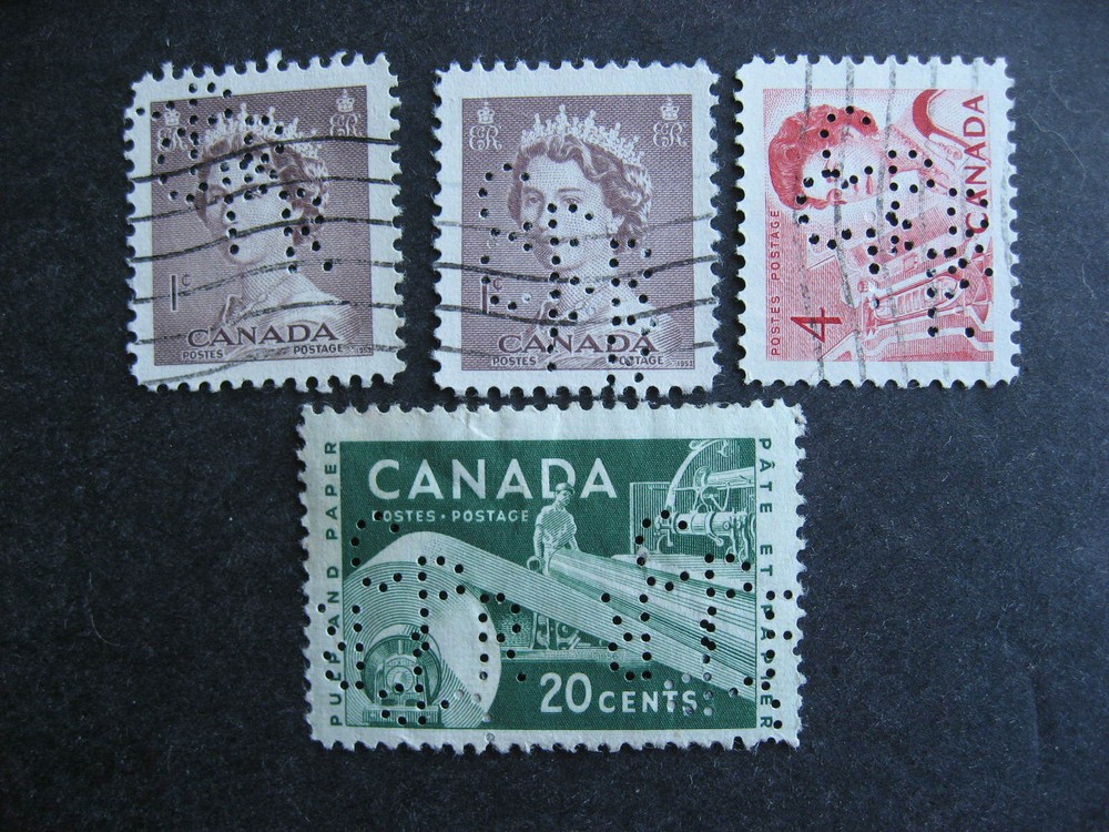 Canada double perfin error 4 all are CPR perfins, check them out!