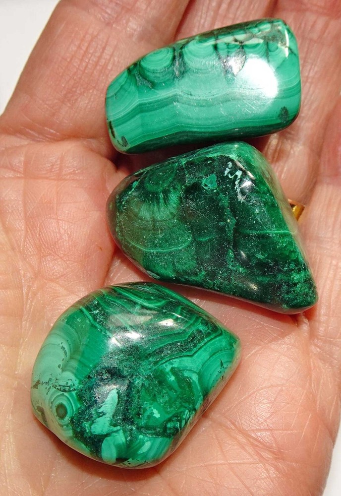 Malachite -3 Large Tumbled Stones rt412f