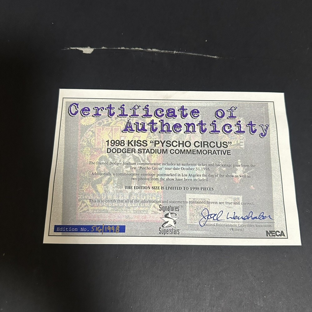 KISS Vintage Collage with Ticket Halloween Circus Dodgers Stadium 1998Certified