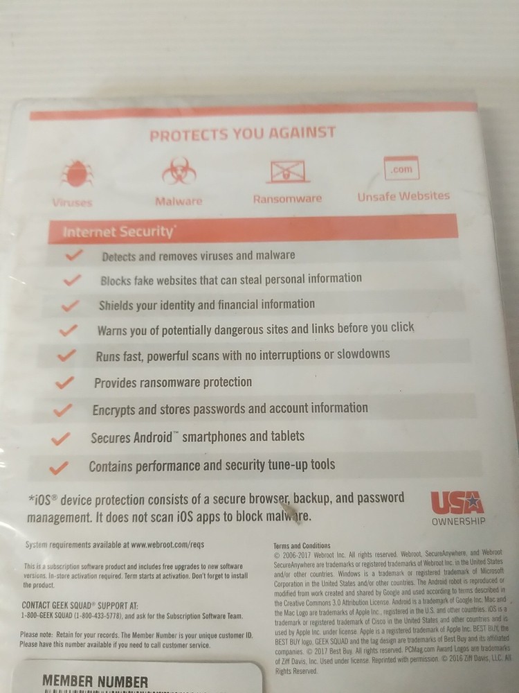 WEBROOT Secure Anywhere Internet Security - Antivirus 3 Devices NEW ~ #175a