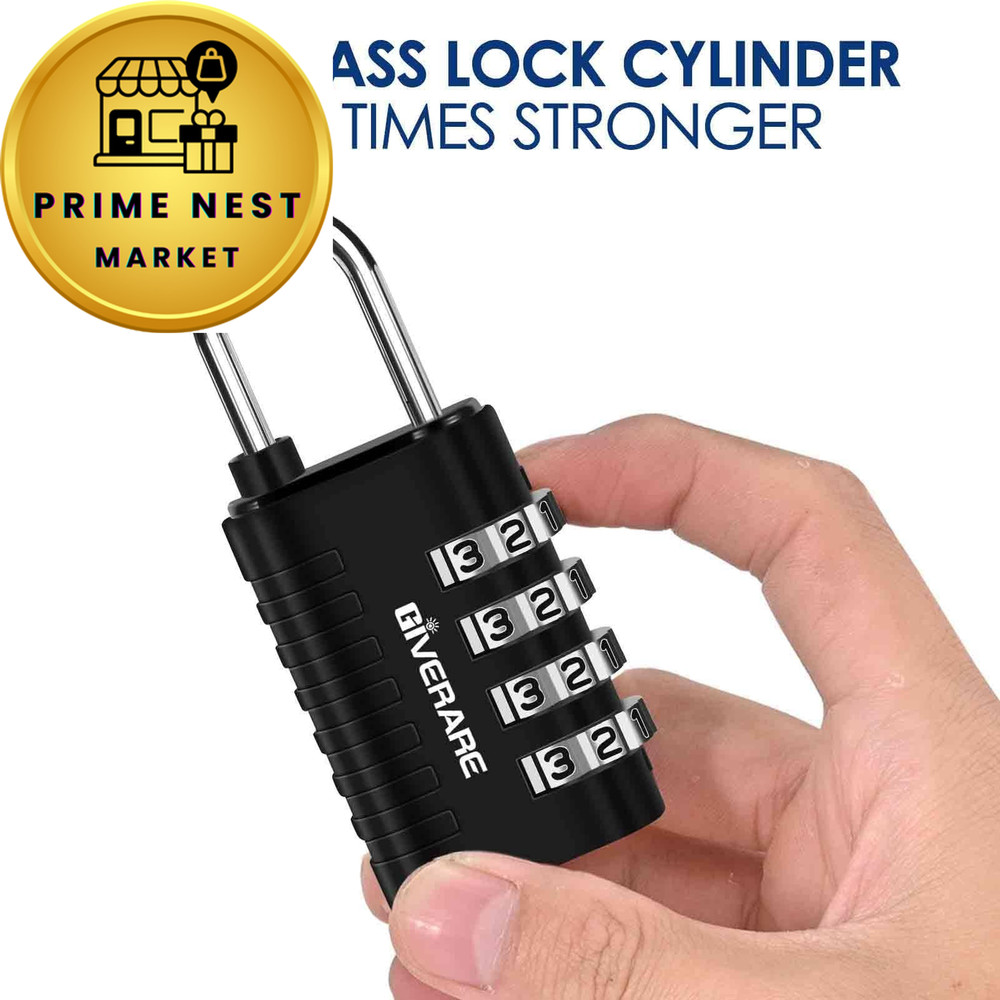 4 Pack Combination Lock, 4-Digit Padlock Keyless, Resettable 2black2silver