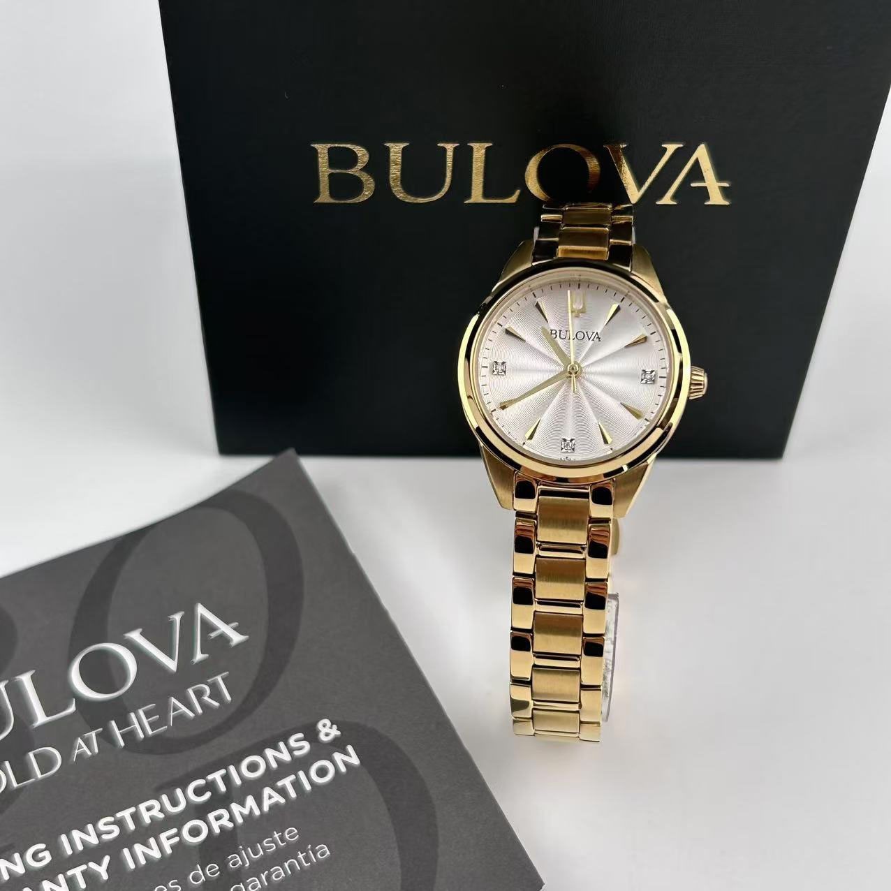 New Bulova Sutton 97P150 White Diamond Dial Stainless Steel Women's Quartz Watch