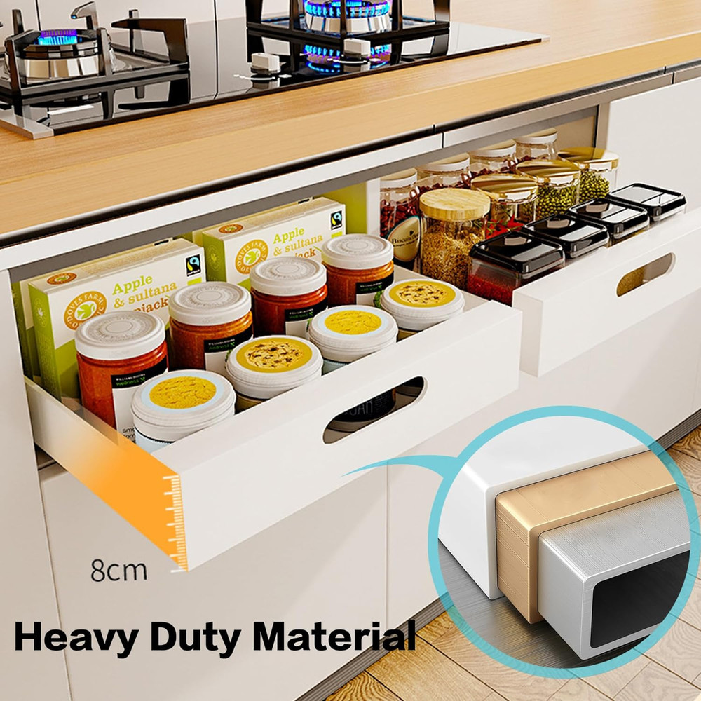 2 Pack Pull Out Cabinet Organizer Adhesive, 10" Wide 16.9" Deep Pull Out Drawers