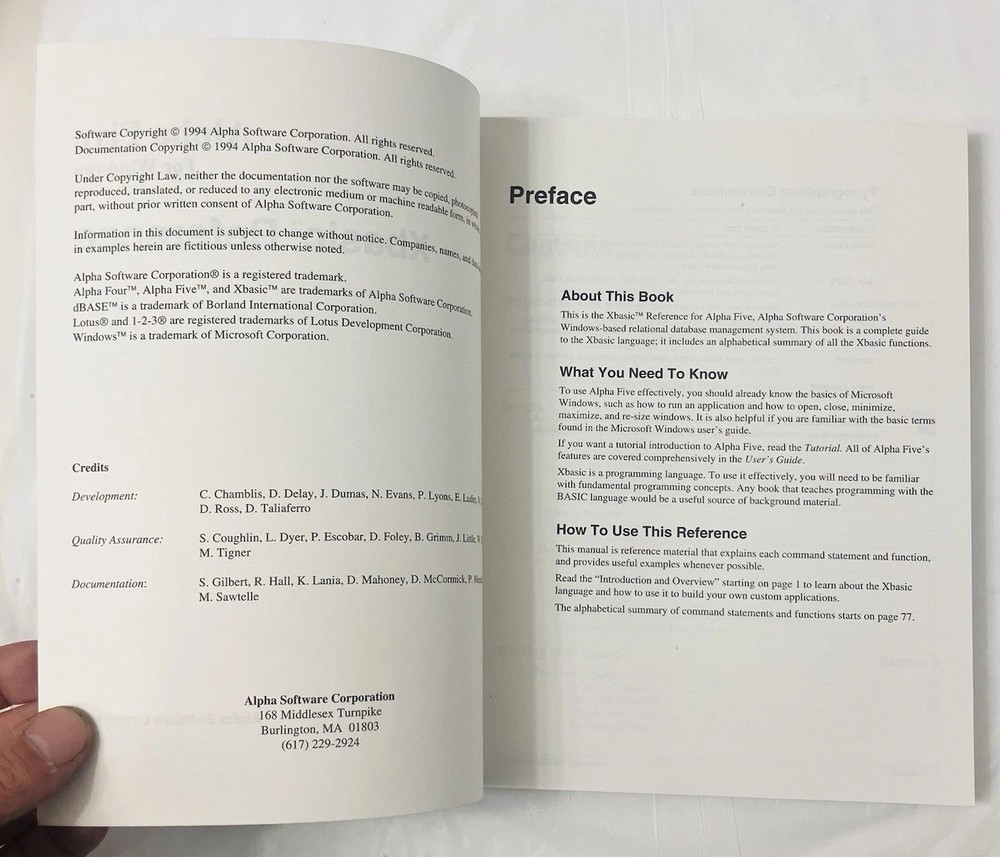 Alpha Five For Windows Manuals Set (4) User Guide Tutorial Xbasic Reference 1994
