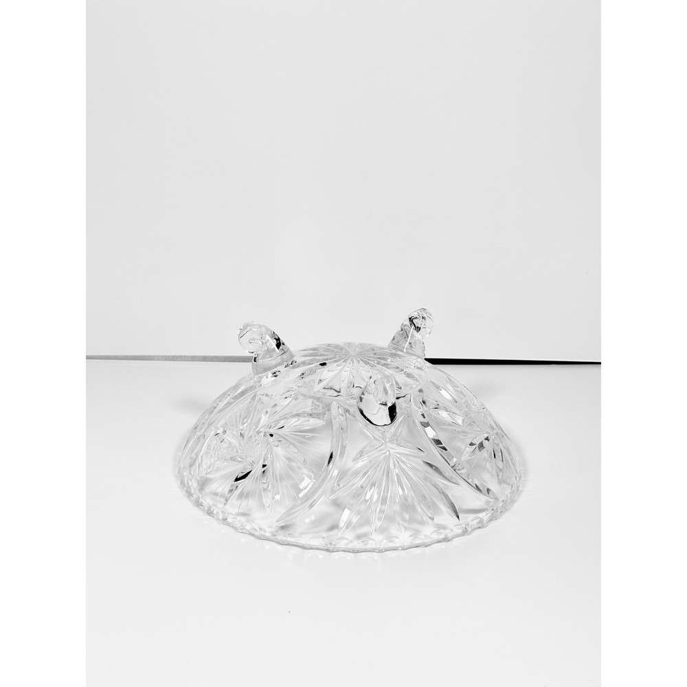 Vintage Starburst Pattern Footed Crystal 8” Bowl