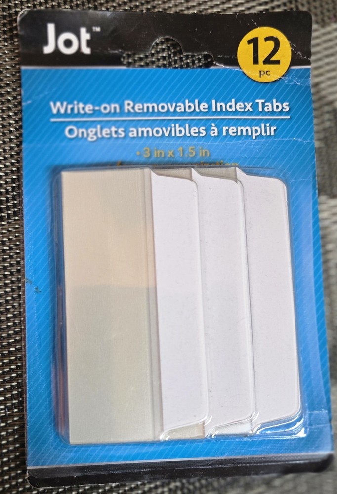 Jot 12 Piece Write-on Removable Index Tabs