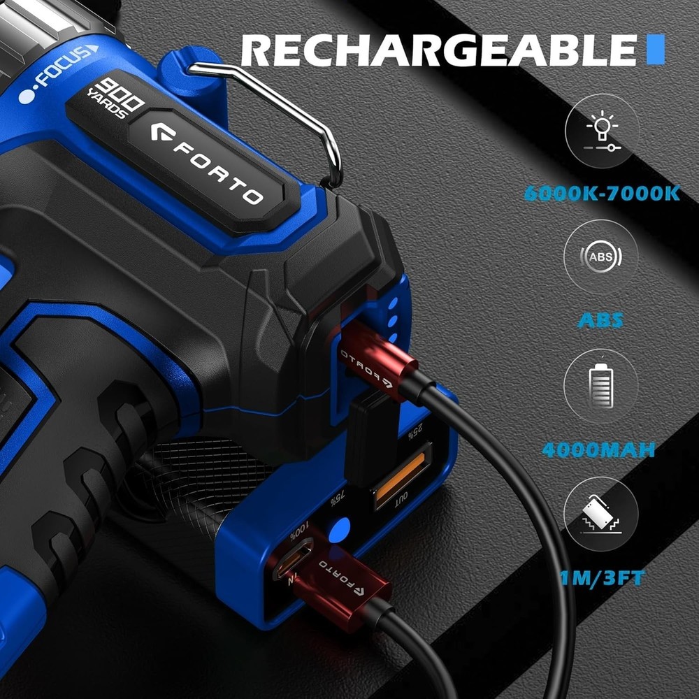 Compact Rechargeable Spotlight with Adjustable Focus, Handheld Spotlight