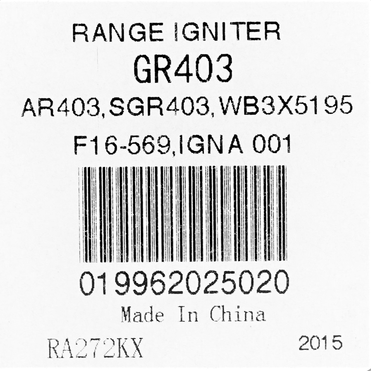 AR403 for WB2X9154 GE Roper Gas Range Oven Igniter AP2014008 PS243425