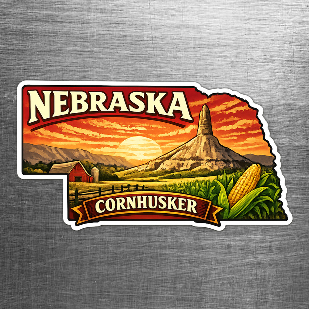 Nebraska Custom State Sticker "Cornhusker" Chimney Rock