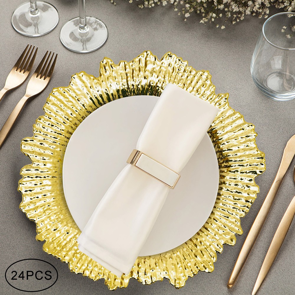 24-piece Dinnerware Set Irregular Edge Dinner Plates Dish Serveware Rose Gold