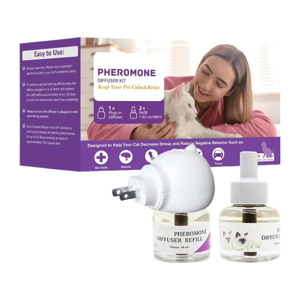 3X Cat Calming Pheromone Diffuser Kit Pets Plug-In 30 Days & 48ml Refill