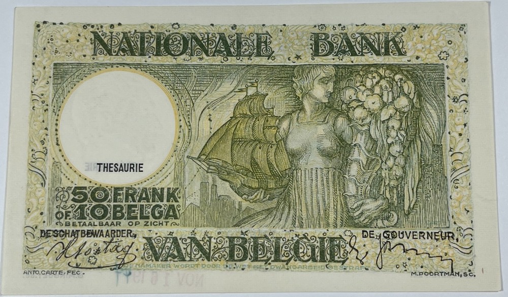 Belgium 50 Francs 1938 Very Nice Note (#167)