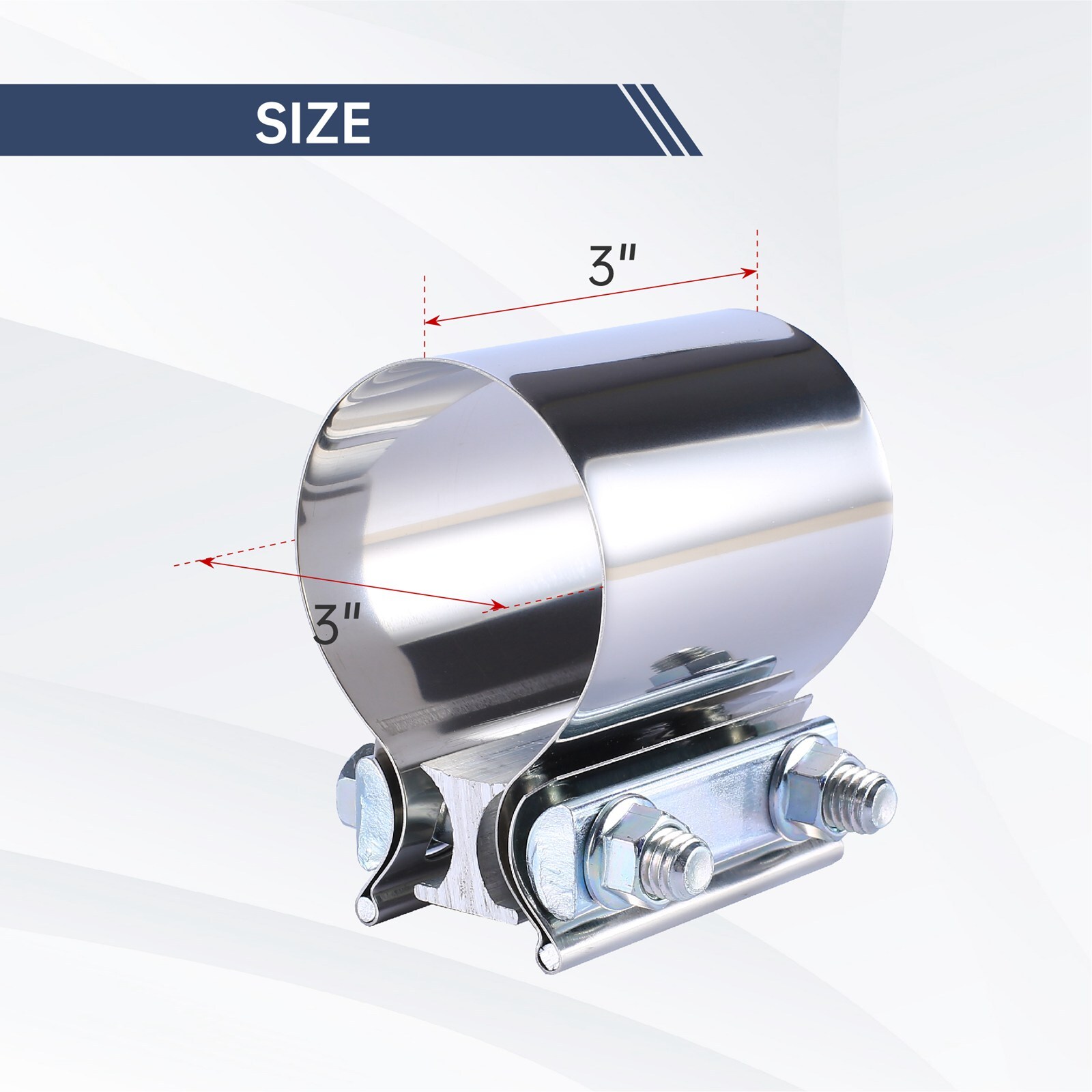 2pcs 3" Stainless Steel Butt Joint Exhaust Band Clamp for Catback Muffler Pipe