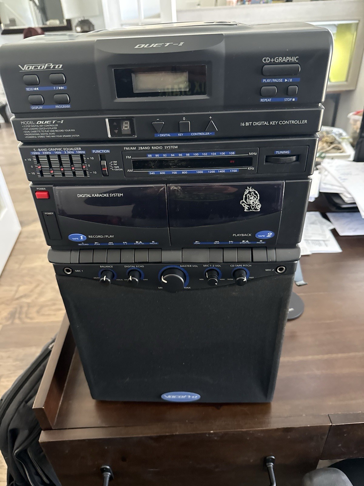 Vintage VocoPro Duet I Karaoke System CD+G Dual Cassette w/ 2 Mics & More!