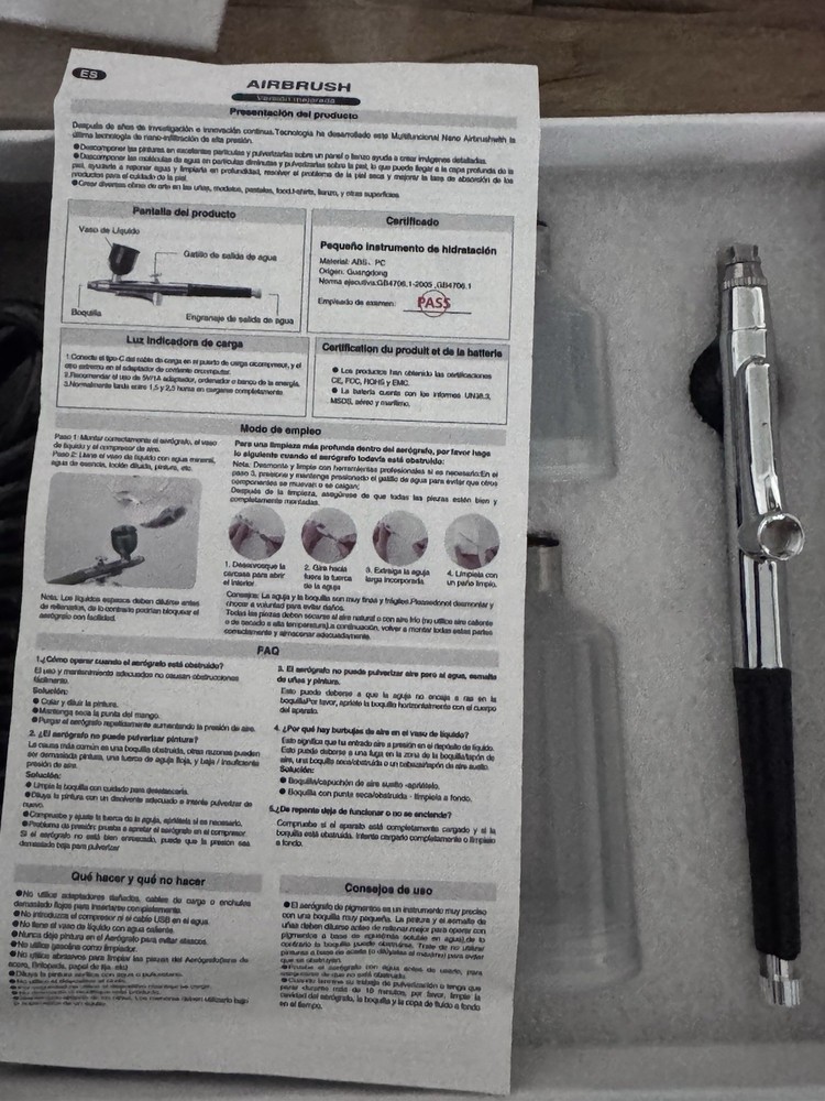 Airbrush System Set with Compressor, Airbrush, Bottles, and USB Cable