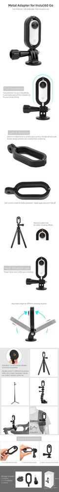 Aluminium Alloy Border Frame Protective Case Adapter Mount For Insta 360 Camera