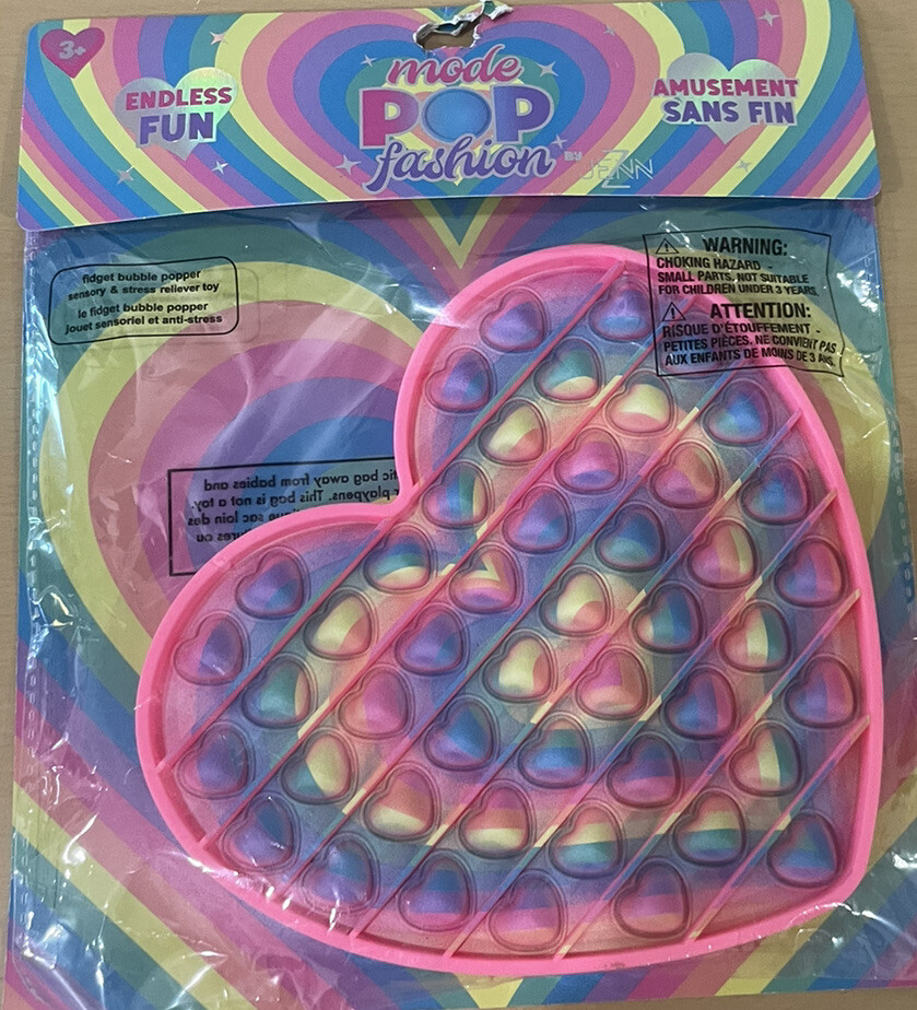 Heart Shaped Popper/ Fidget/ Sensory Toy Pastel Multicolored  NWT