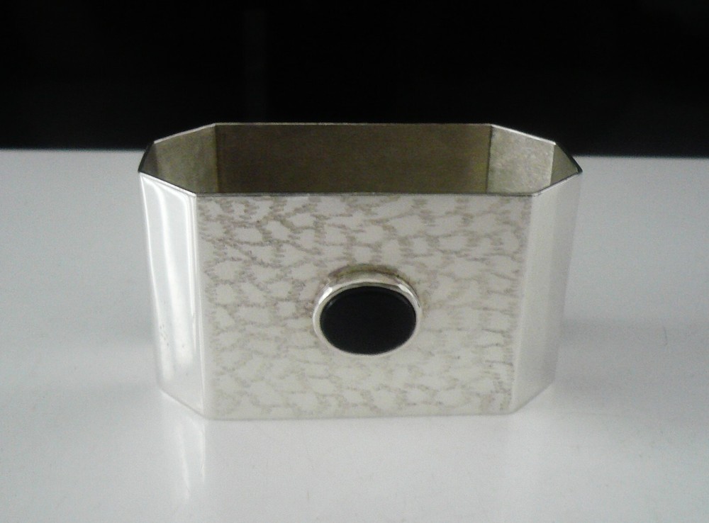 Sterling Silver Napkin Ring with Cabochon, Sheffield 1990