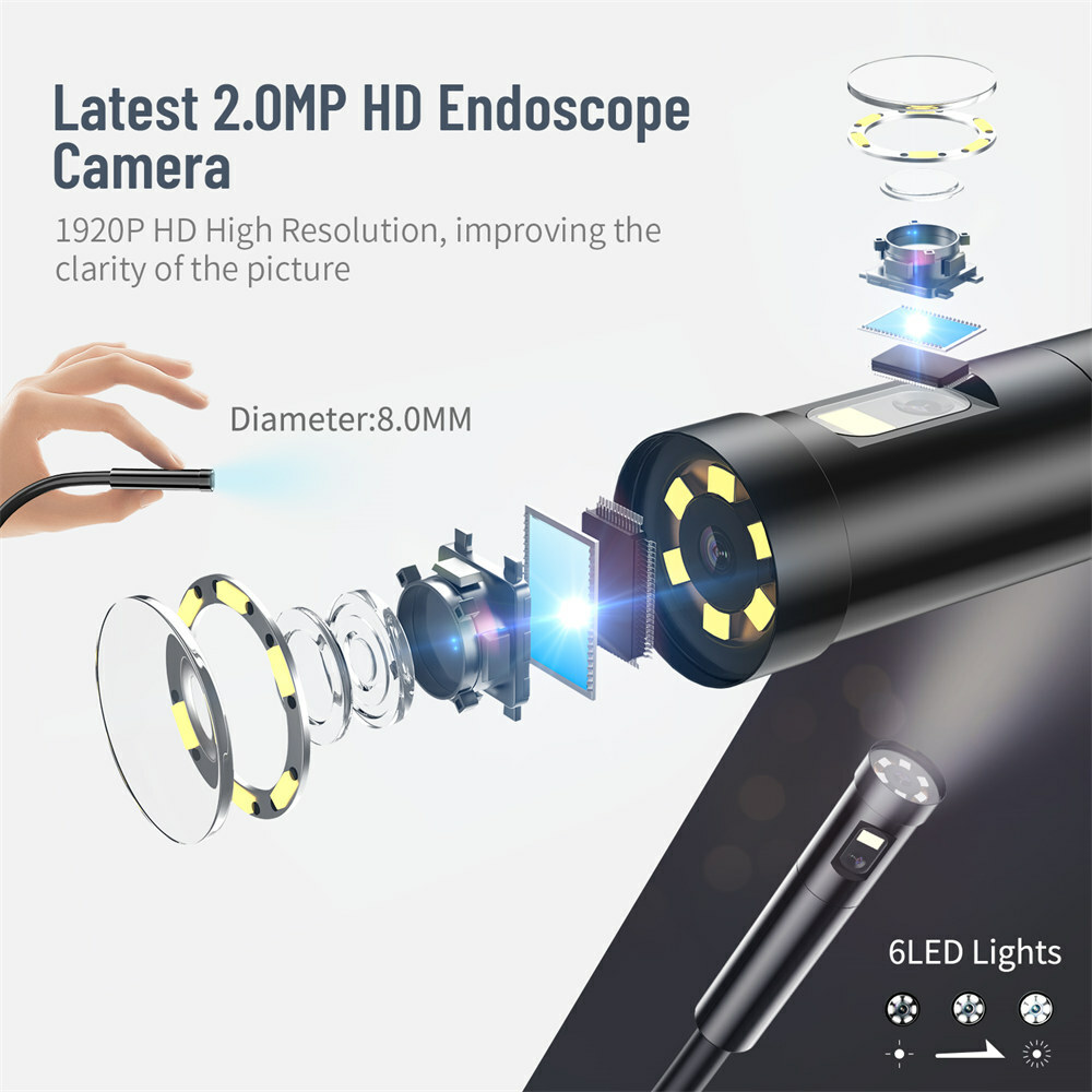 90°Steering Industrial Endoscope Camera 7"IPS Screen Semi-Rigid Borescope Camera