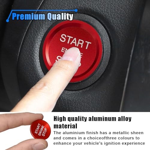 Car Engine Button Cover, Car One-Button Start Stop Push Button Decoration Red