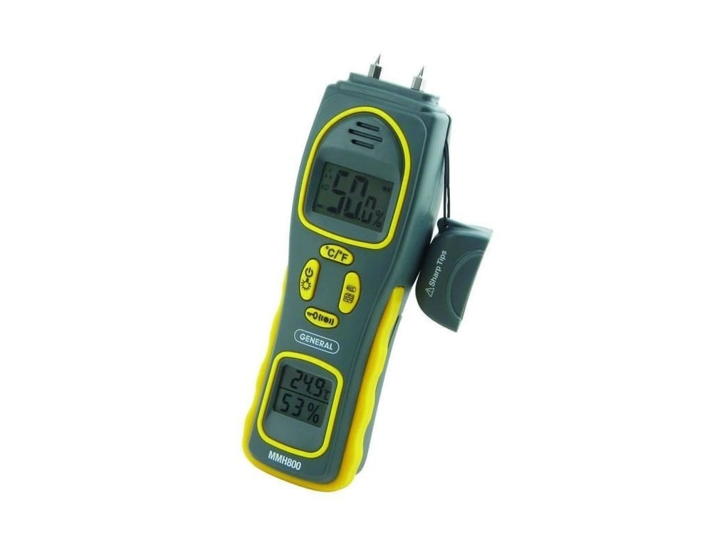 General Tools MMH800 - Pin/Pinless Moisture Meter with Temperature and Humidity