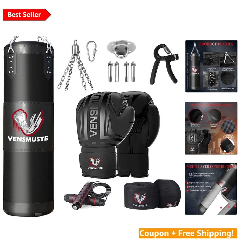 Professional 4FT Punching Bag Set - Includes 12OZ Gloves & Complete Training Kit