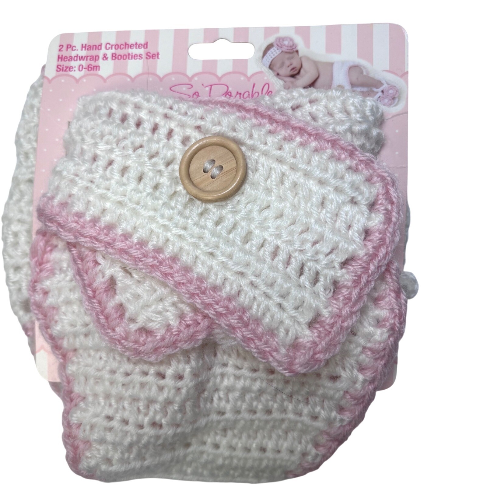 NWT Hand Crocheted Diaper and Booties Set 0-6 Months Baby Photo Shoot