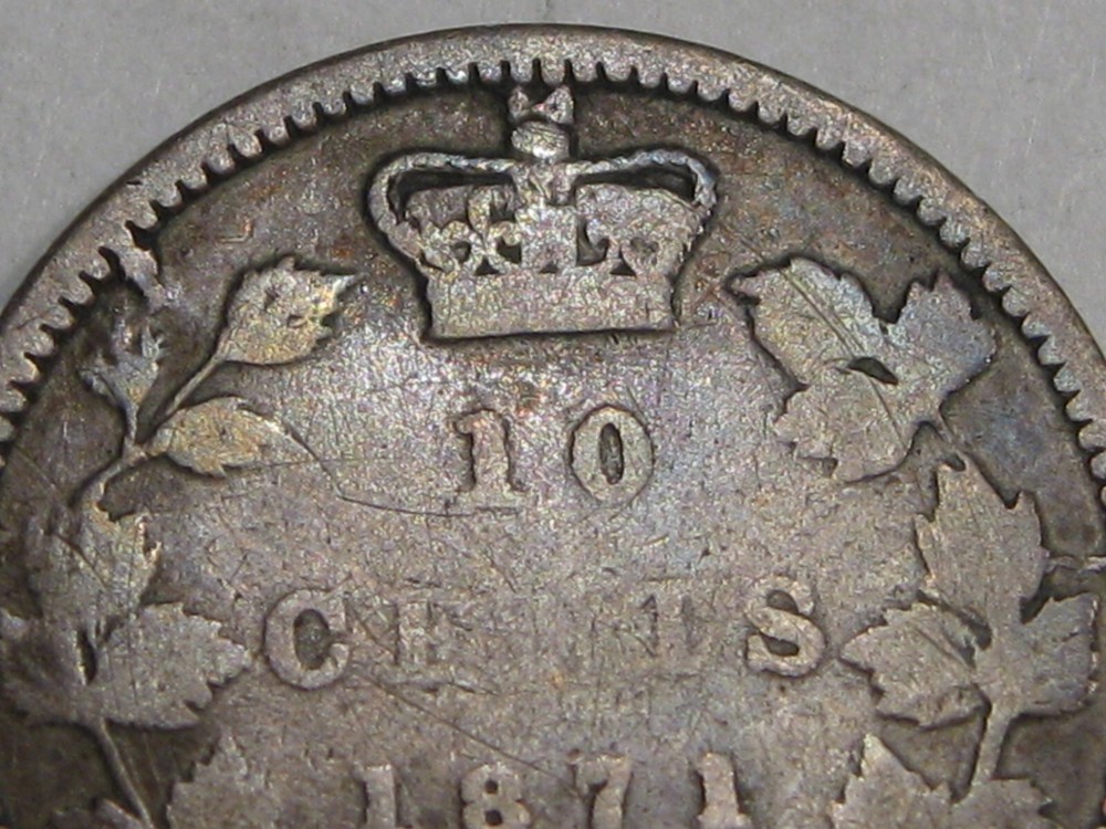 1871 Ten Cent 10¢ CANADA. #43