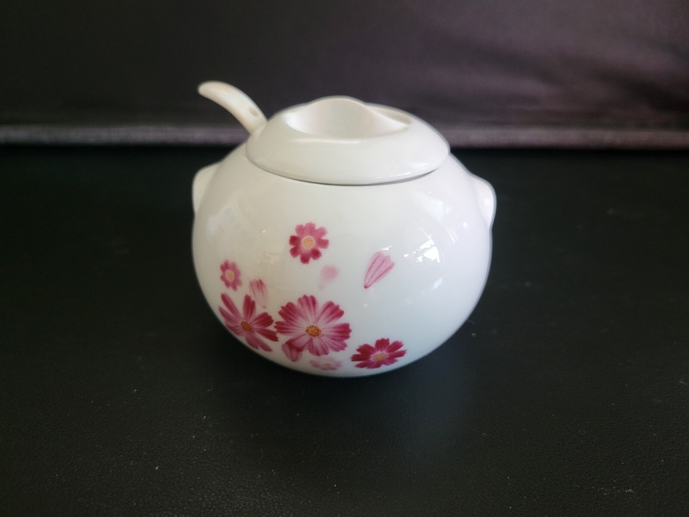Floral Condiment Container With Spoon