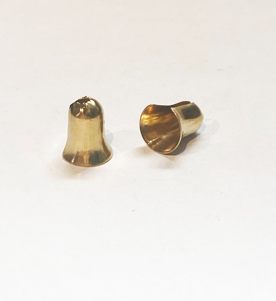 LOT OF 2: NEW UNFINISHED SOLID BRASS BELL ENDS ONLY (for #6 pull chains)