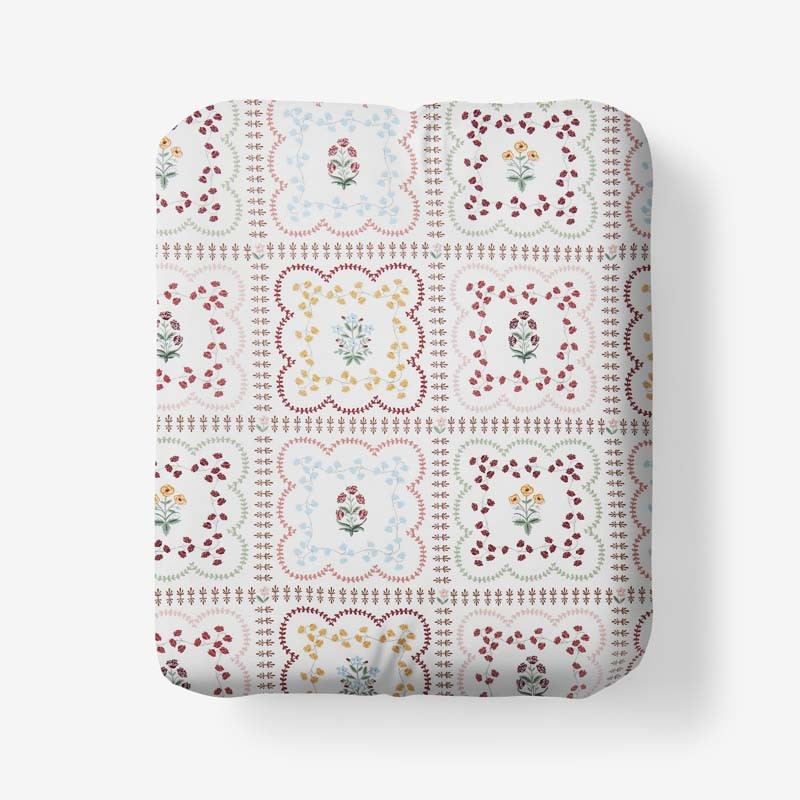 Lottie Classic Cool Cotton Percale Fitted Bed Sheet(Ivory Multi)|61835