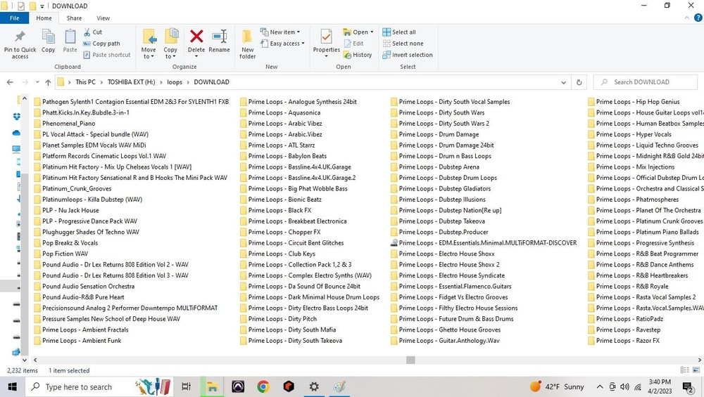4TB hard drive full of loops, samples, refills, Rex, Native instrument programs