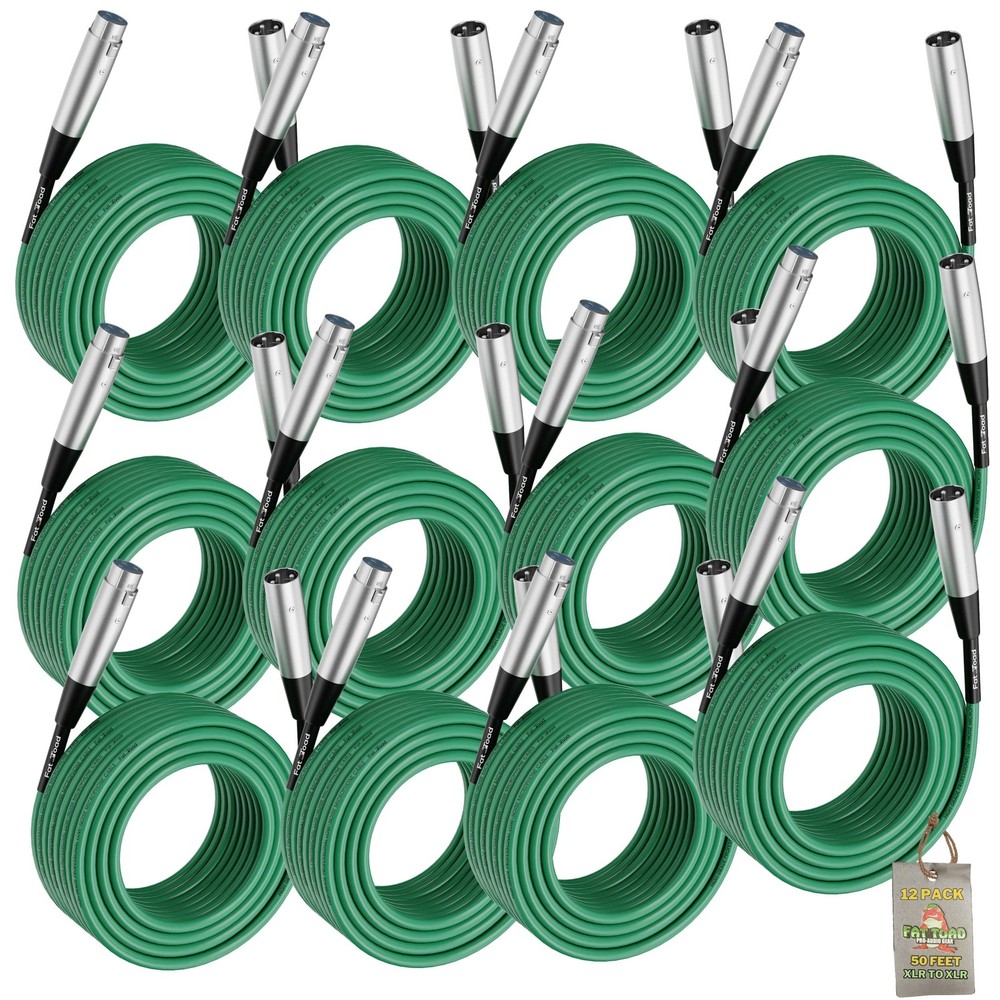 (12 PACK) 50FT XLR Microphone Cables | FAT TOAD Extension Studio Music Recording