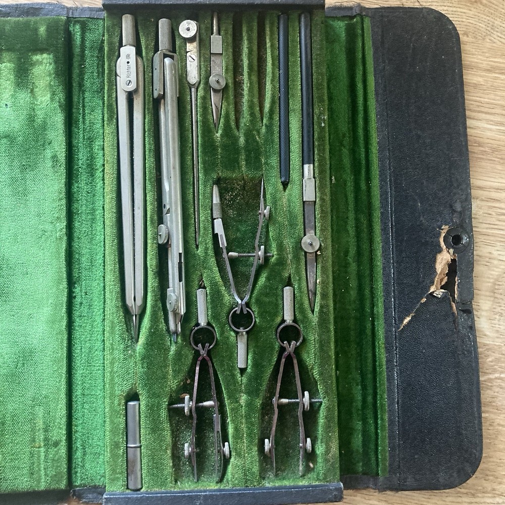 VINTAGE E.O. RICHTER & CO. GERMAN PRECISION DRAFTING DRAWING SET