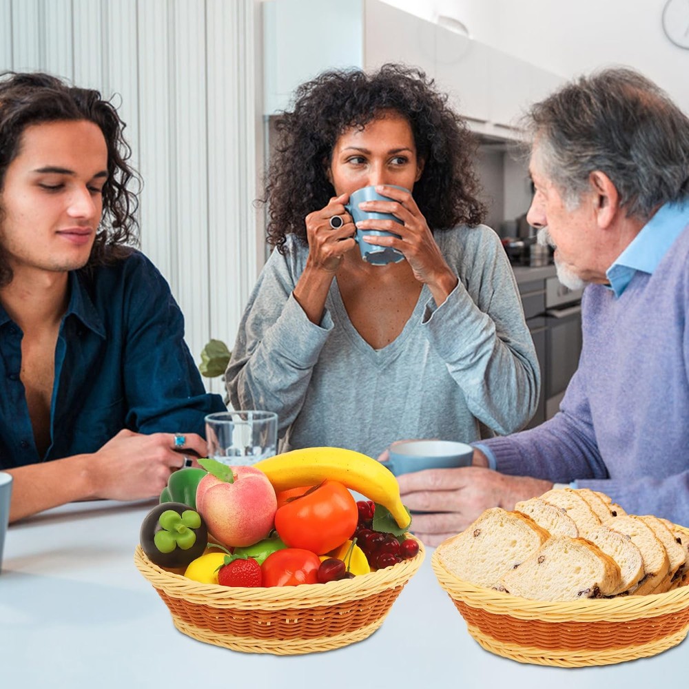 11.8 Inch Wicker Baskets,3 Pack Woven Bread Baskets Round Fruit Baskets Stack...