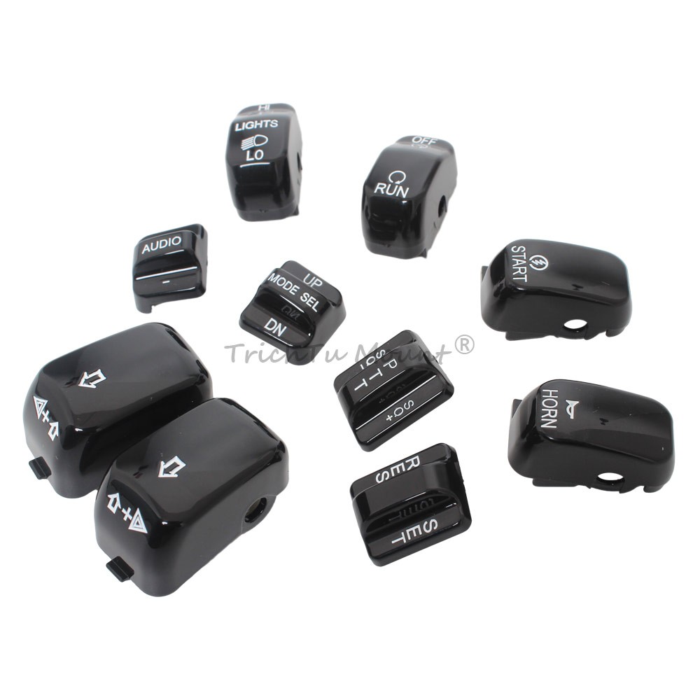 Black Hand Control Switch Button Caps For Harley Electra Glide FLHTCU 1996-2013