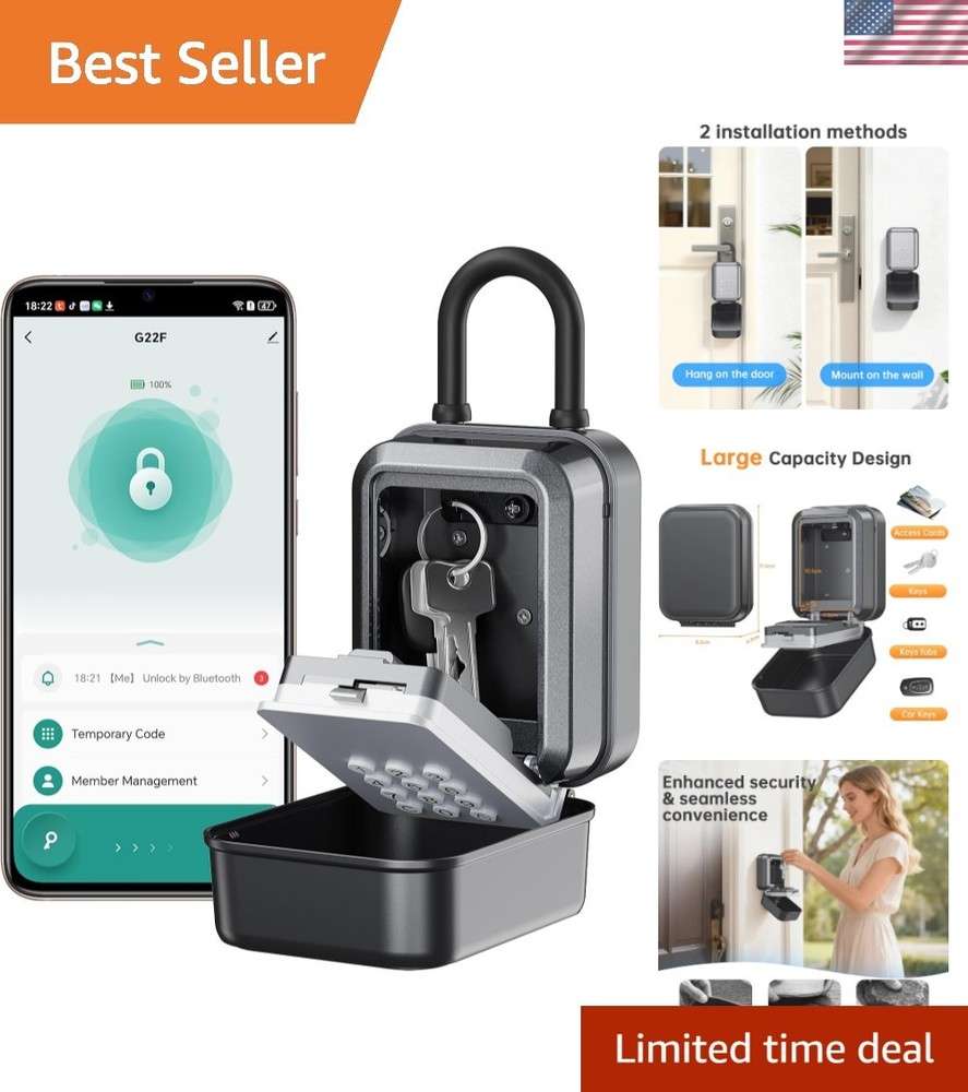 Smart Bluetooth Lock Box with PIN Code &  Waterproof for Airbnb Access