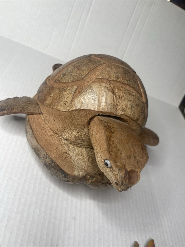 Hand Carved Coconut Turtle W/storage Hidden