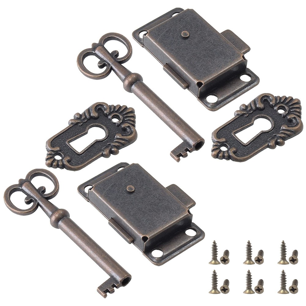 Jiozermi 2 Pack Antique Cabinet Lock, Flush Mount Case Box, Furniture...