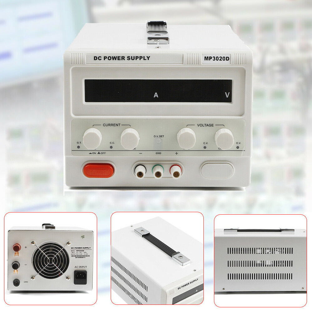 MP3020D LED Regulated Variable Lab DC Bench Power Supply 0-30V 0-20A +Power Line