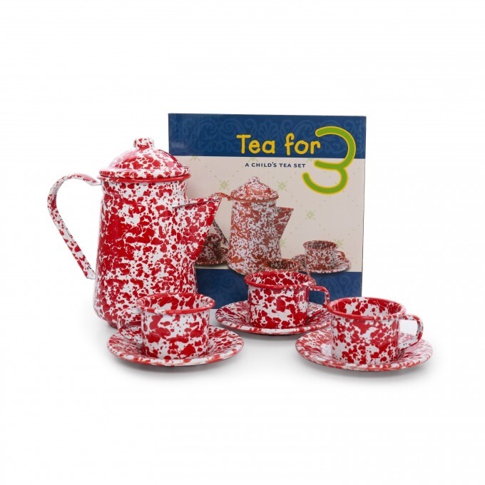 Child Enamelware Red Marble Mini Baking Set, 5 Piece