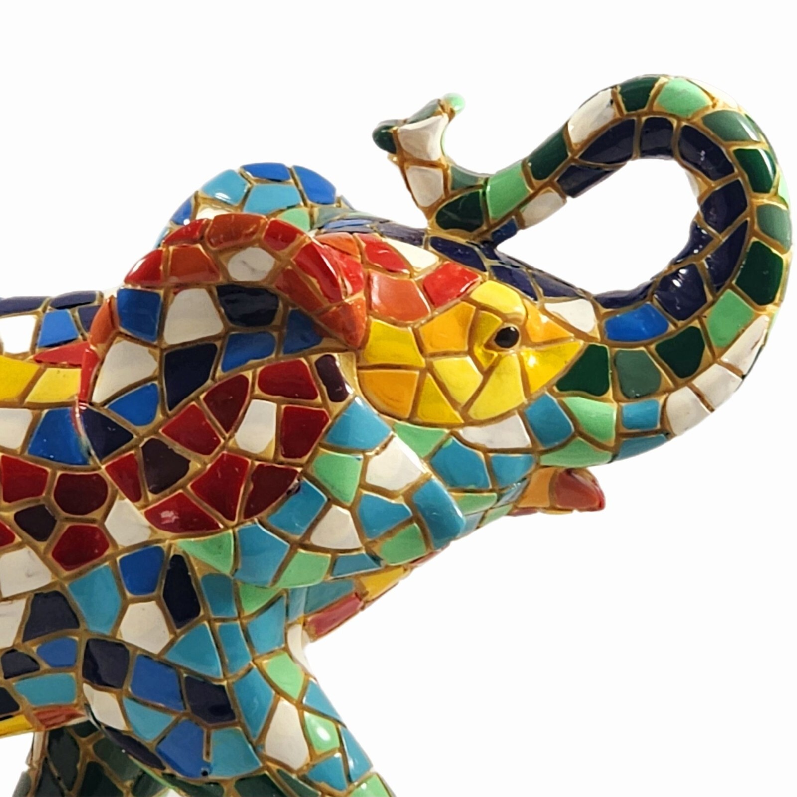 Vintage Mosaic Lucky Elephant Figurine Handmade Luck Statue Vtg Gaurdi Barcino