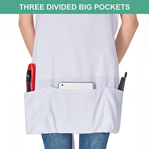 2 Pack 3 Pockets Adjustable Bib Apron Chef Kitchen Cooking Polyester White